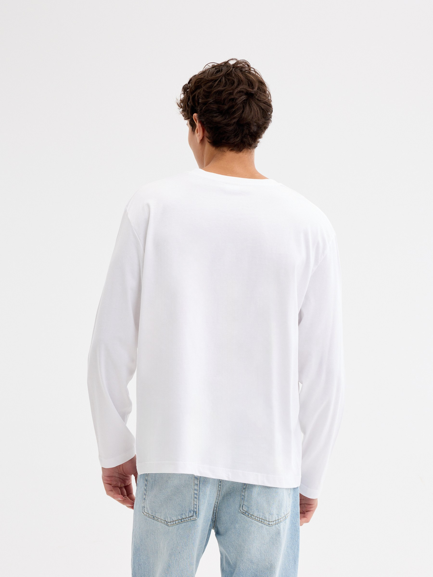 T-shirt manga comprida music branco vista meia frontal