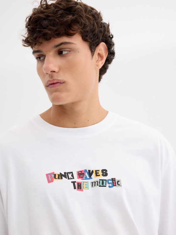 Long sleeve t-shirt music white detail view